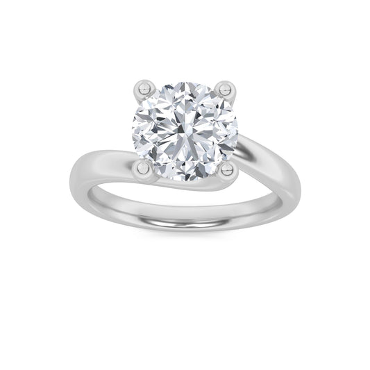3Cttw Round Shaped Lab Grown Diamond (F/VS) BypassShank Engagement Ring in 14K Gold