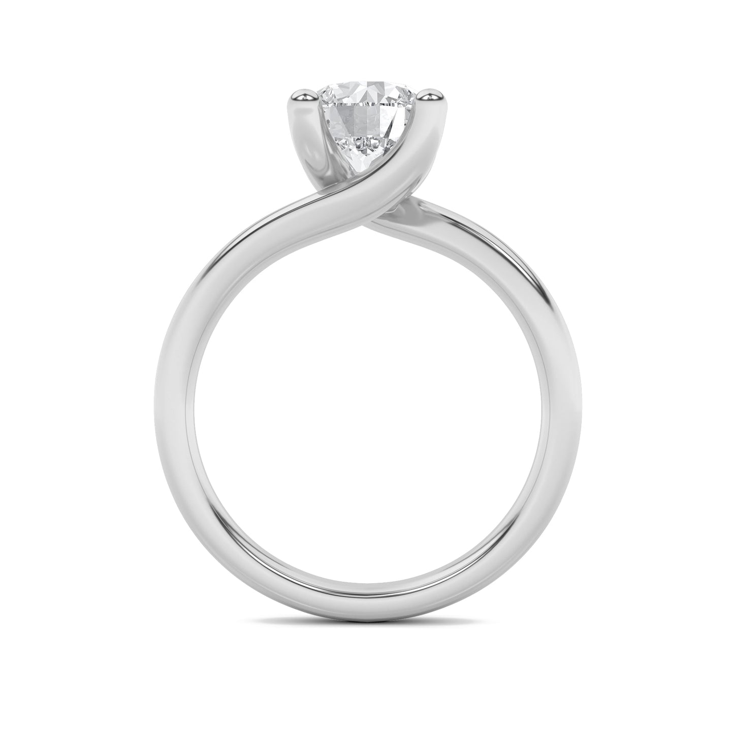 3Cttw Round Shaped Lab Grown Diamond (F/VS) BypassShank Engagement Ring in 14K Gold