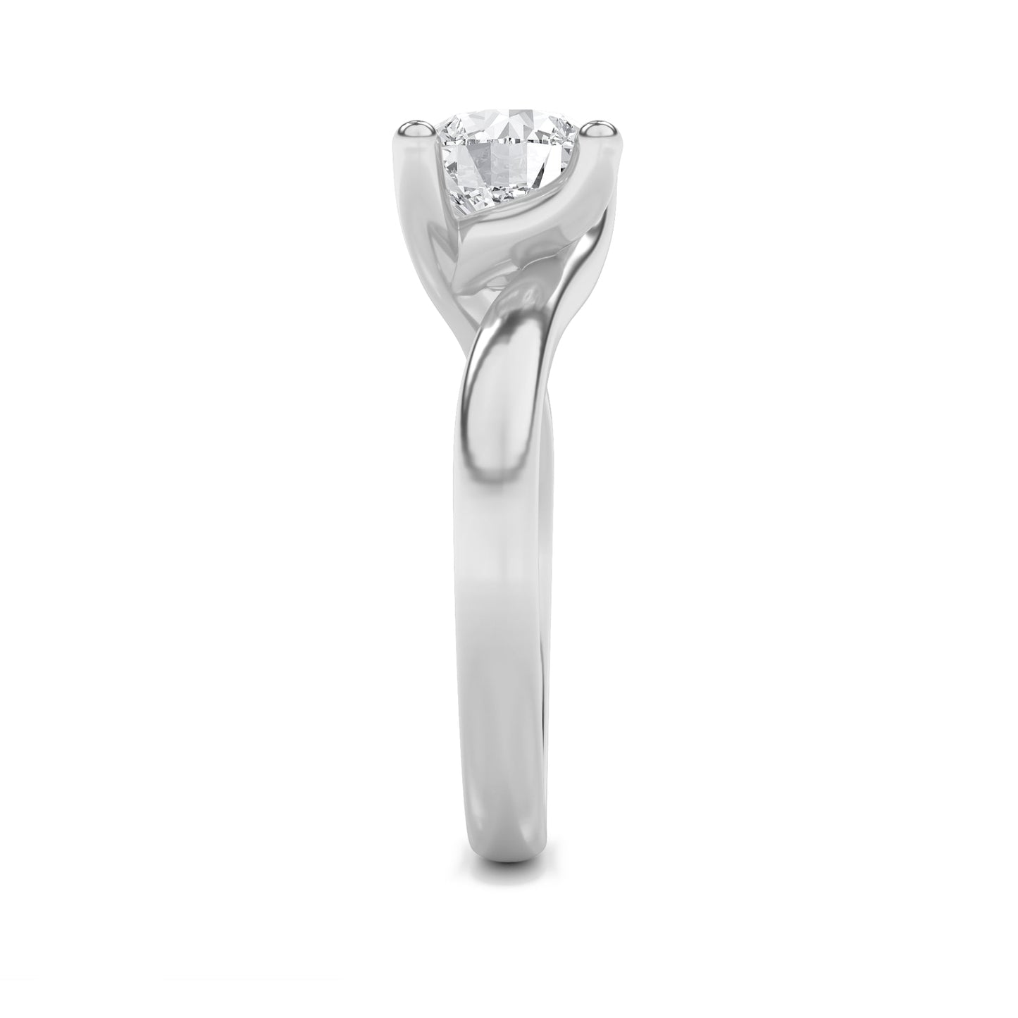 3Cttw Round Shaped Lab Grown Diamond (F/VS) BypassShank Engagement Ring in 14K Gold