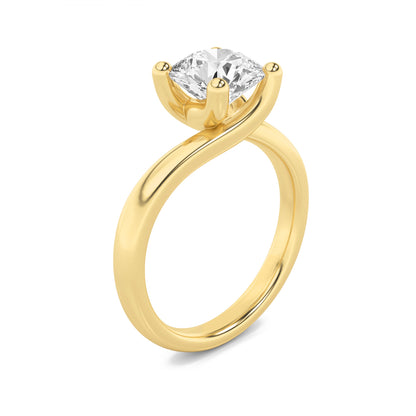 3Cttw Round Shaped Lab Grown Diamond (F/VS) Bypass Shank Engagement Ring in 14K Gold
