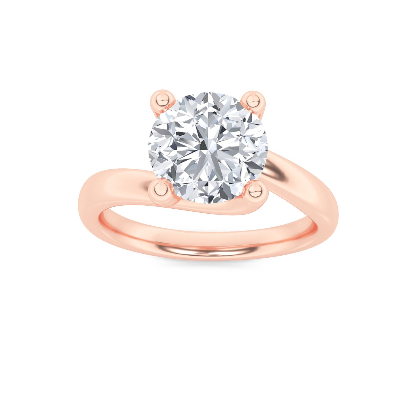 3Cttw Round Shaped Lab Grown Diamond (F/VS) Bypass Shank Engagement Ring in 14K Gold