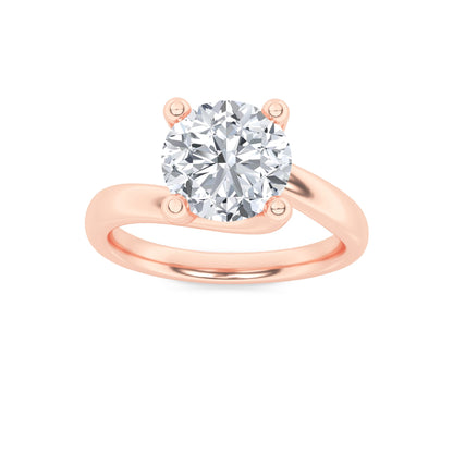 3Cttw Round Shaped Lab Grown Diamond (F/VS) Bypass Shank Engagement Ring in 14K Gold