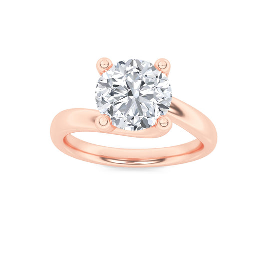 3Cttw Round Shaped Lab Grown Diamond (F/VS) Bypass Shank Engagement Ring in 14K Gold