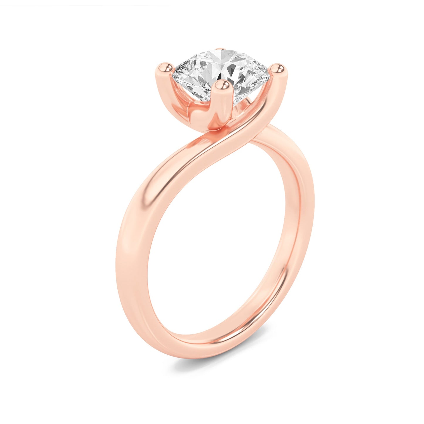3Cttw Round Shaped Lab Grown Diamond (F/VS) Bypass Shank Engagement Ring in 14K Gold