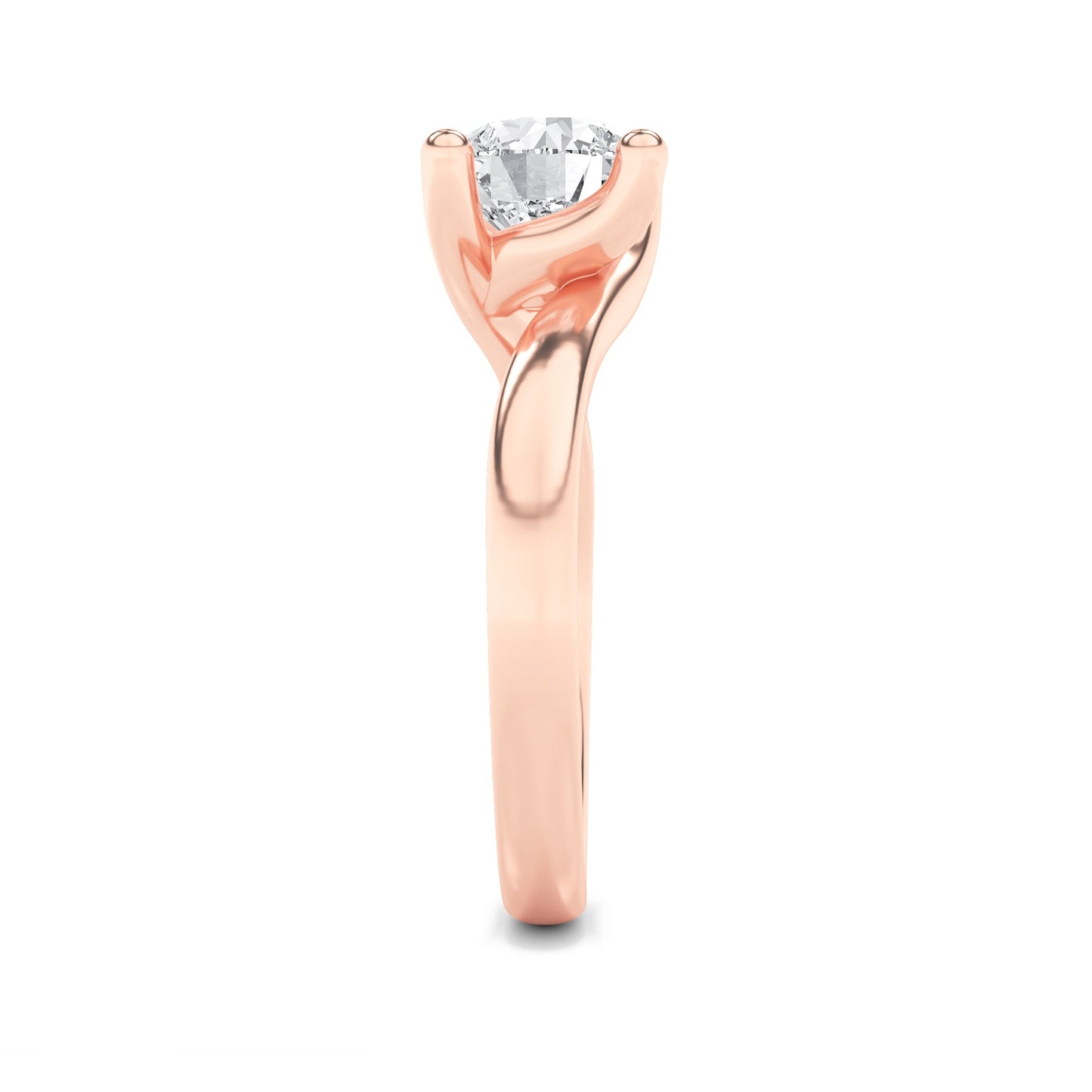 3Cttw Round Shaped Lab Grown Diamond (F/VS) Bypass Shank Engagement Ring in 14K Gold