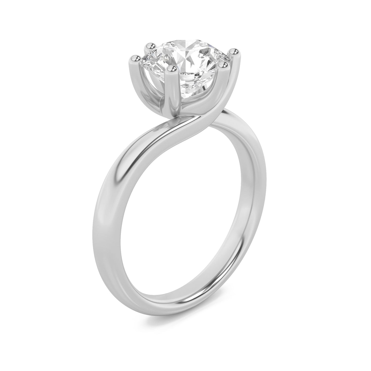 1Cttw Round Shaped Lab Grown Diamond Bypass Shank Engagement Ring in 14K Gold