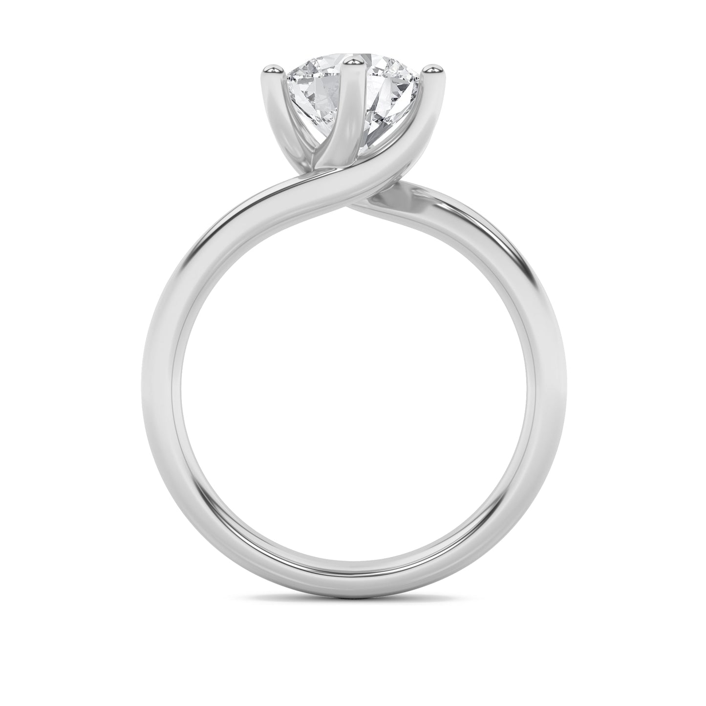 1Cttw Round Shaped Lab Grown Diamond Bypass Shank Engagement Ring in 14K Gold