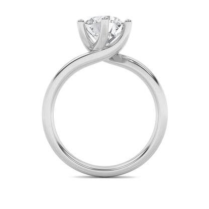 1Cttw Round Shaped Lab Grown Diamond Bypass Shank Engagement Ring in 14K Gold