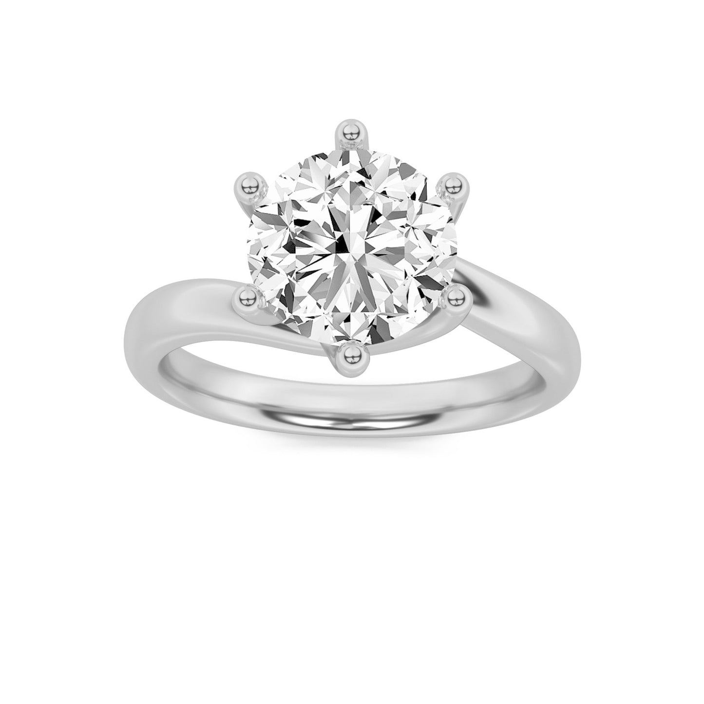 1Cttw Round Shaped Lab Grown Diamond Bypass Shank Engagement Ring in 14K Gold