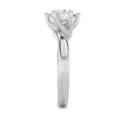 1Cttw Round Shaped Lab Grown Diamond Bypass Shank Engagement Ring in 14K Gold