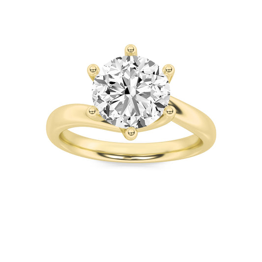 1Cttw Round Shaped Lab Grown Diamond (F/VS) BypassShank Engagement Ring in 14K Gold