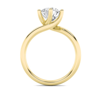 1Cttw Round Shaped Lab Grown Diamond (F/VS) BypassShank Engagement Ring in 14K Gold