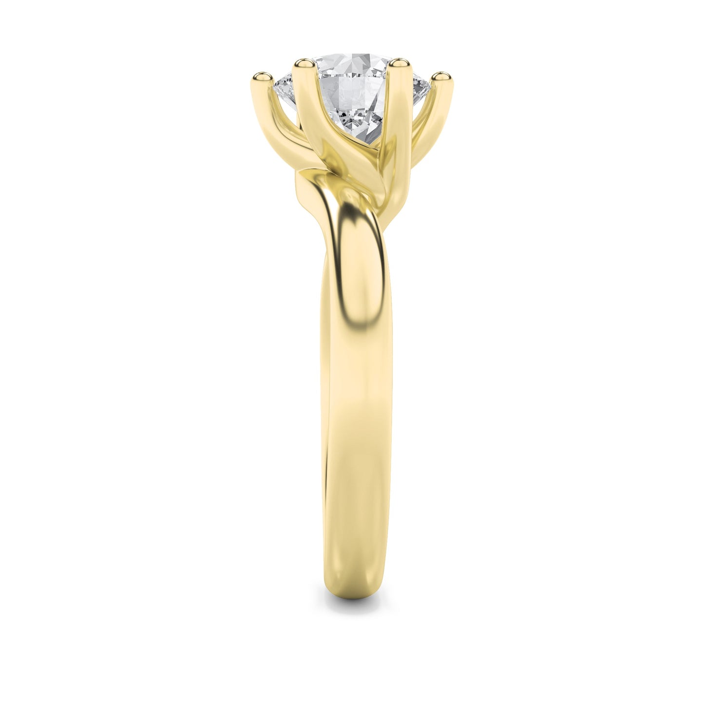 1Cttw Round Shaped Lab Grown Diamond (F/VS) BypassShank Engagement Ring in 14K Gold