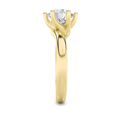 1Cttw Round Shaped Lab Grown Diamond (F/VS) BypassShank Engagement Ring in 14K Gold