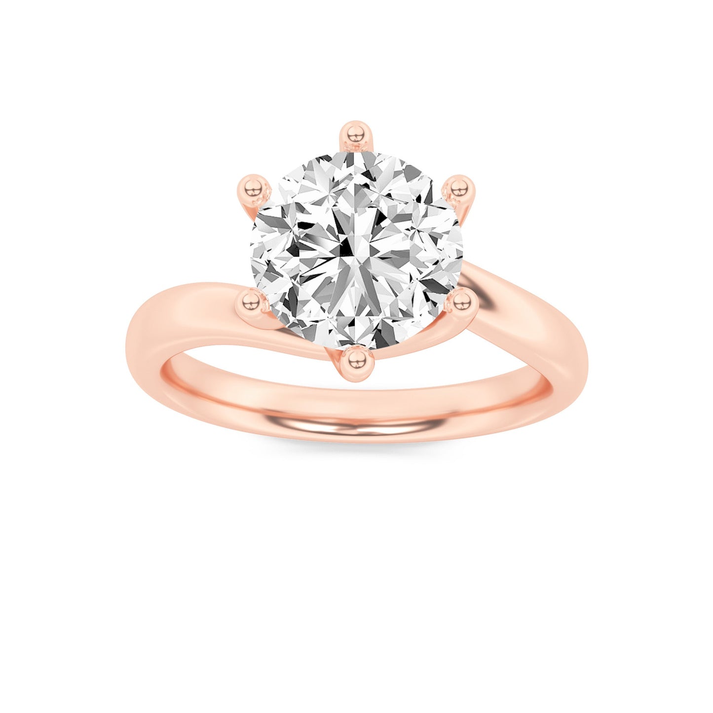 2Cttw Round Shaped Lab Grown Diamond (F/VS) BypassShank Engagement Ring in 14K Gold