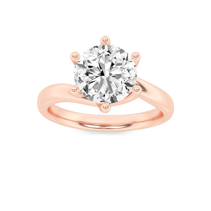2Cttw Round Shaped Lab Grown Diamond (F/VS) BypassShank Engagement Ring in 14K Gold
