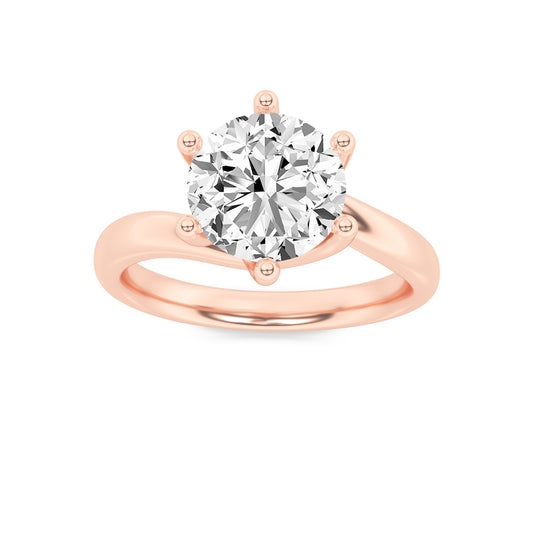2Cttw Round Shaped Lab Grown Diamond (F/VS) BypassShank Engagement Ring in 14K Gold