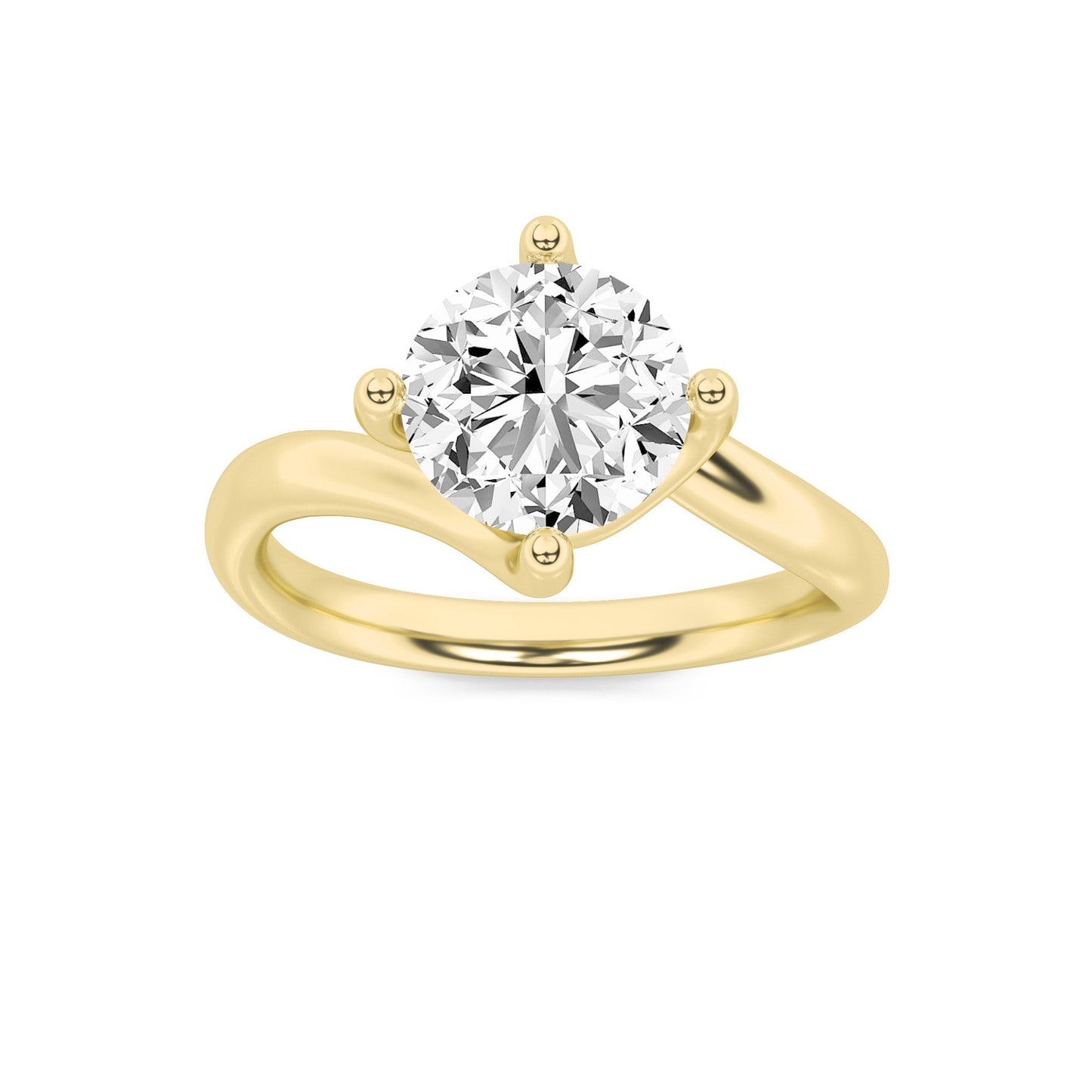 1Cttw Round Shaped Lab Grown Diamond (F/VS) Bypass Shank Engagement Ring in 14K Gold