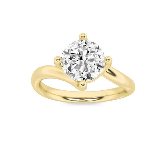 1Cttw Round Shaped Lab Grown Diamond (F/VS) Bypass Shank Engagement Ring in 14K Gold