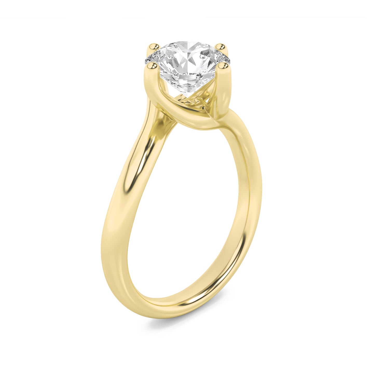 1Cttw Round Shaped Lab Grown Diamond (F/VS) Bypass Shank Engagement Ring in 14K Gold