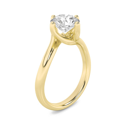 1Cttw Round Shaped Lab Grown Diamond (F/VS) Bypass Shank Engagement Ring in 14K Gold