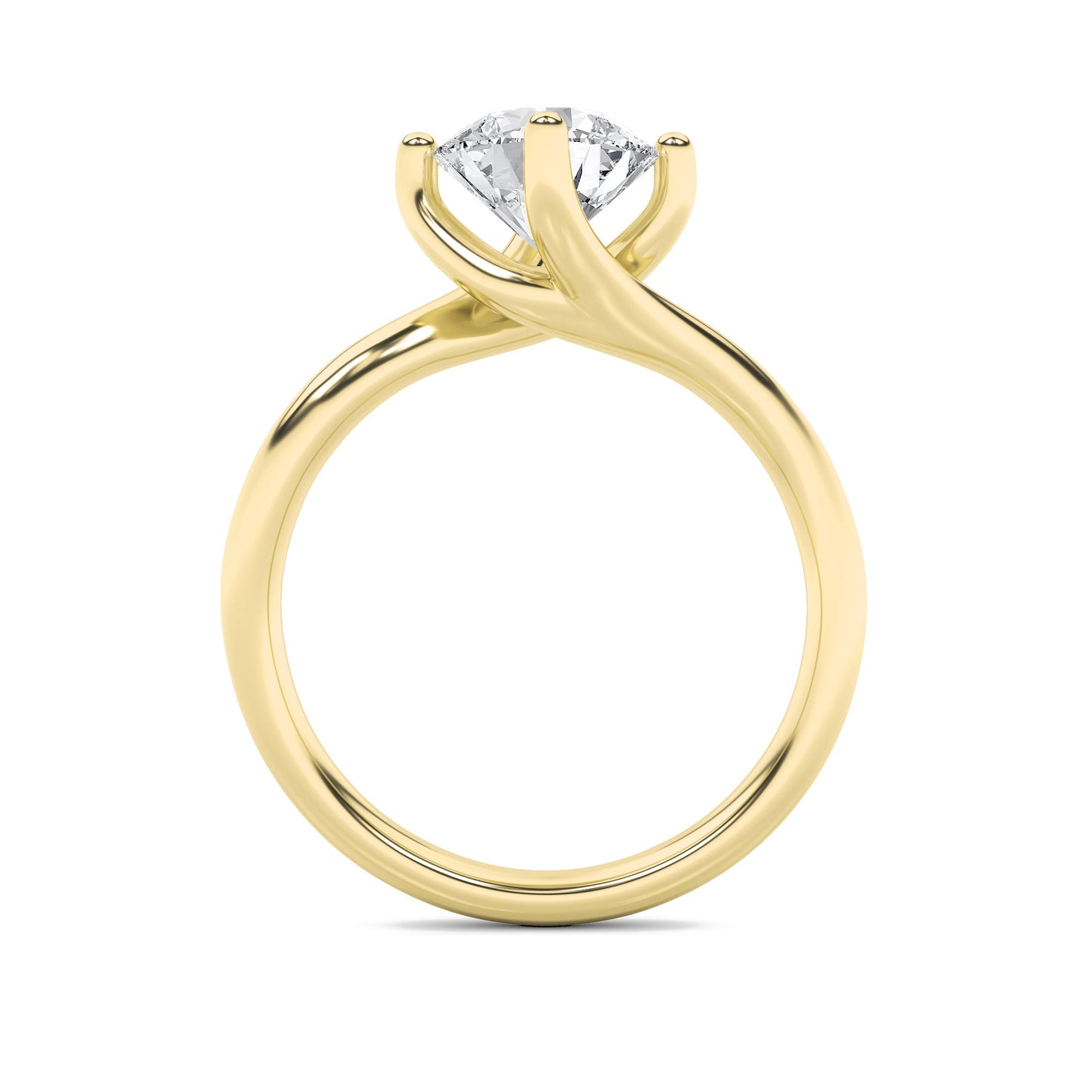 1Cttw Round Shaped Lab Grown Diamond (F/VS) Bypass Shank Engagement Ring in 14K Gold