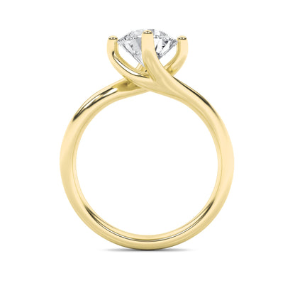 1Cttw Round Shaped Lab Grown Diamond (F/VS) Bypass Shank Engagement Ring in 14K Gold