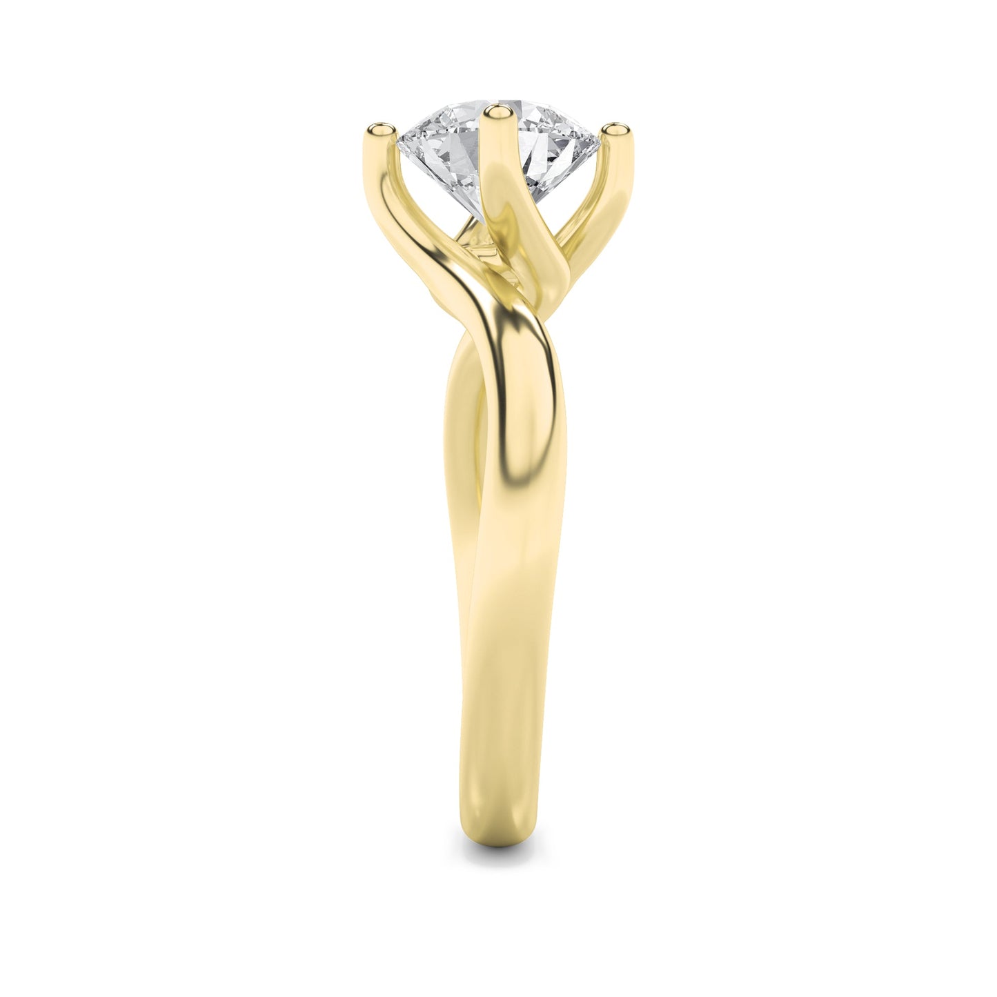 1Cttw Round Shaped Lab Grown Diamond (F/VS) Bypass Shank Engagement Ring in 14K Gold