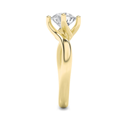 1Cttw Round Shaped Lab Grown Diamond (F/VS) Bypass Shank Engagement Ring in 14K Gold