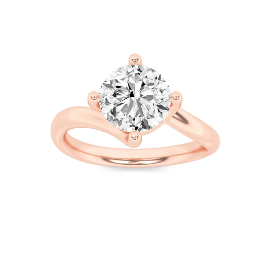 1Cttw Round Shaped Lab Grown Diamond (F/VS) BypassShank Engagement Ring in 14K Gold