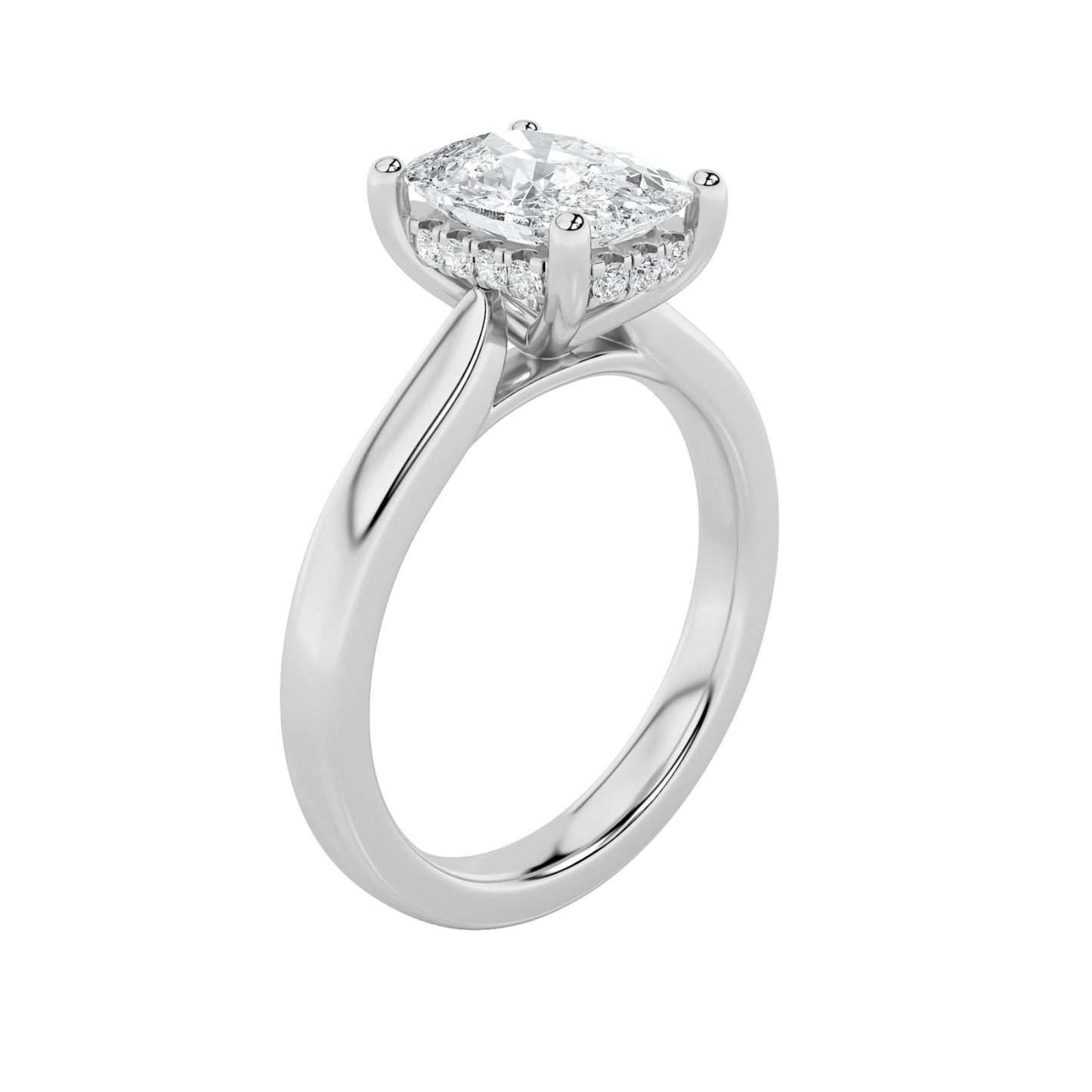 2Cttw Elongated Cushion Shaped Lab Grown Diamond (F/VS) Classic Cathedral Shank Engagement Ring in 14K Gold