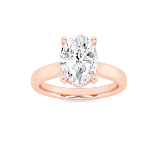 1Cttw Oval Shaped Lab Grown Diamond (F/VS) HiddenHalo Cathedral Shank Engagement Ring in 14K Gold
