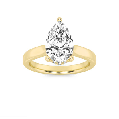 1Cttw Pear Shaped Lab Grown Diamond (F/VS) Hidden Halo Cathedral Shank Engagement Ring in 14K Gold