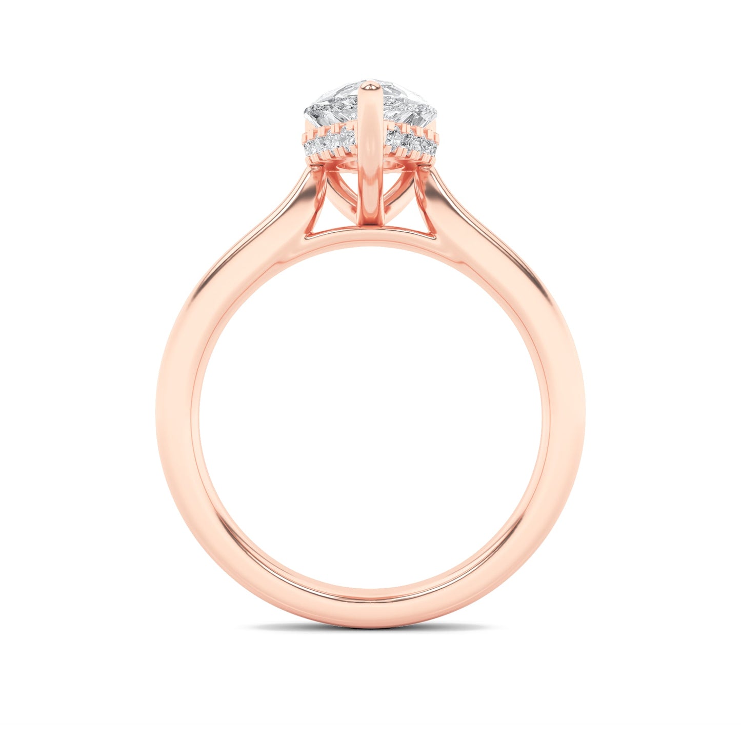 2Cttw Pear Shaped Lab Grown Diamond (F/VS) HiddenHalo Cathedral Shank Engagement Ring in 14K Gold