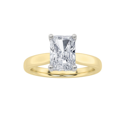 1.5Cttw Radiant Shaped Lab Grown Diamond (F/VVS) Hidden Halo Cathedral Shank Engagement Ring in 14K Gold