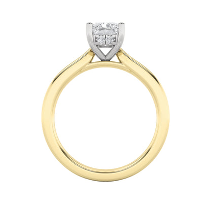 1.5Cttw Radiant Shaped Lab Grown Diamond (F/VVS) Hidden Halo Cathedral Shank Engagement Ring in 14K Gold