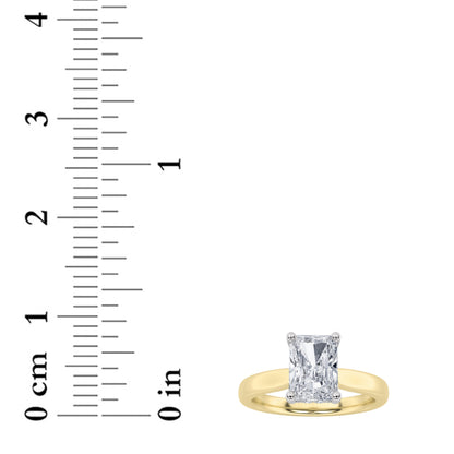 1.5Cttw Radiant Shaped Lab Grown Diamond (F/VVS) Hidden Halo Cathedral Shank Engagement Ring in 14K Gold
