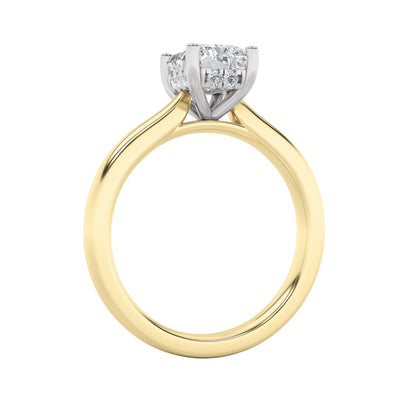 1.5Cttw Radiant Shaped Lab Grown Diamond (F/VVS) Hidden Halo Cathedral Shank Engagement Ring in 14K Gold
