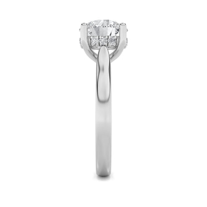 1.5Cttw Round Shaped Lab Grown Diamond (F/VS) Hidden Halo Cathedral Shank Engagement Ring in 14K Gold
