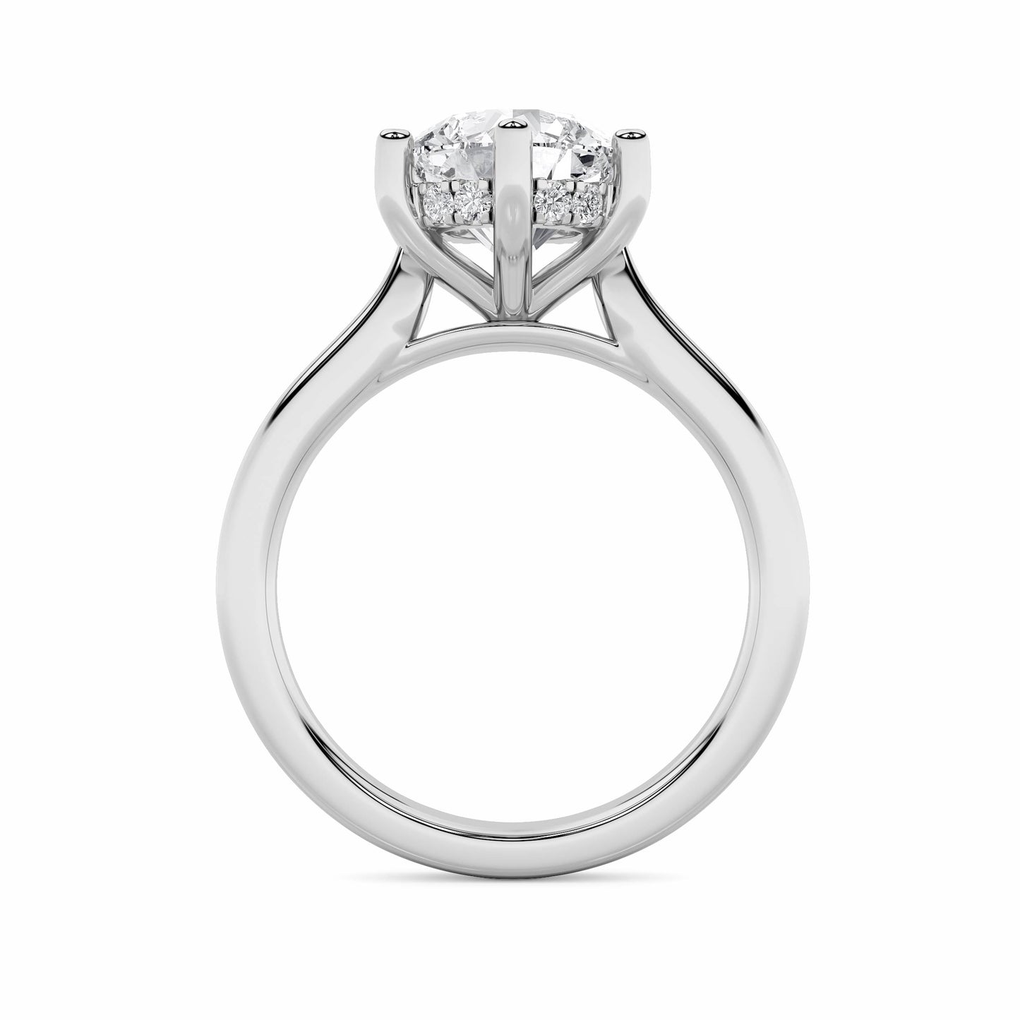 2Cttw Round Shaped Lab Grown Diamond (F/VS) Hidden Halo Cathedral Shank Engagement Ring in 14K Gold