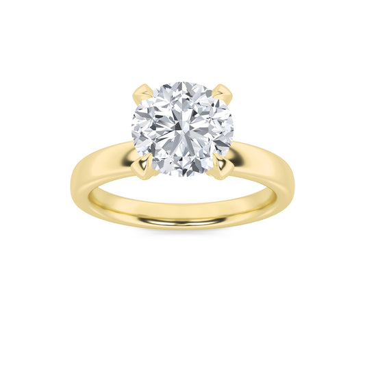2Cttw Round Shaped Lab Grown Diamond (F/VS) HiddenHalo Petite Shank Ring in 14K Gold