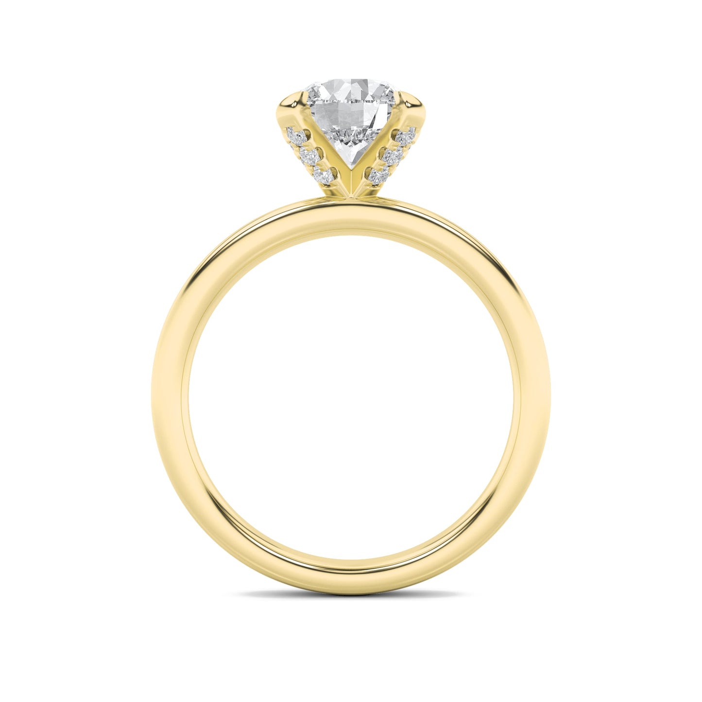 2Cttw Round Shaped Lab Grown Diamond (F/VS) HiddenHalo Petite Shank Ring in 14K Gold