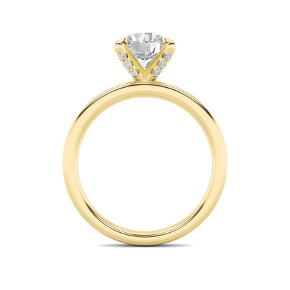 2Cttw Round Shaped Lab Grown Diamond (F/VS) HiddenHalo Petite Shank Ring in 14K Gold