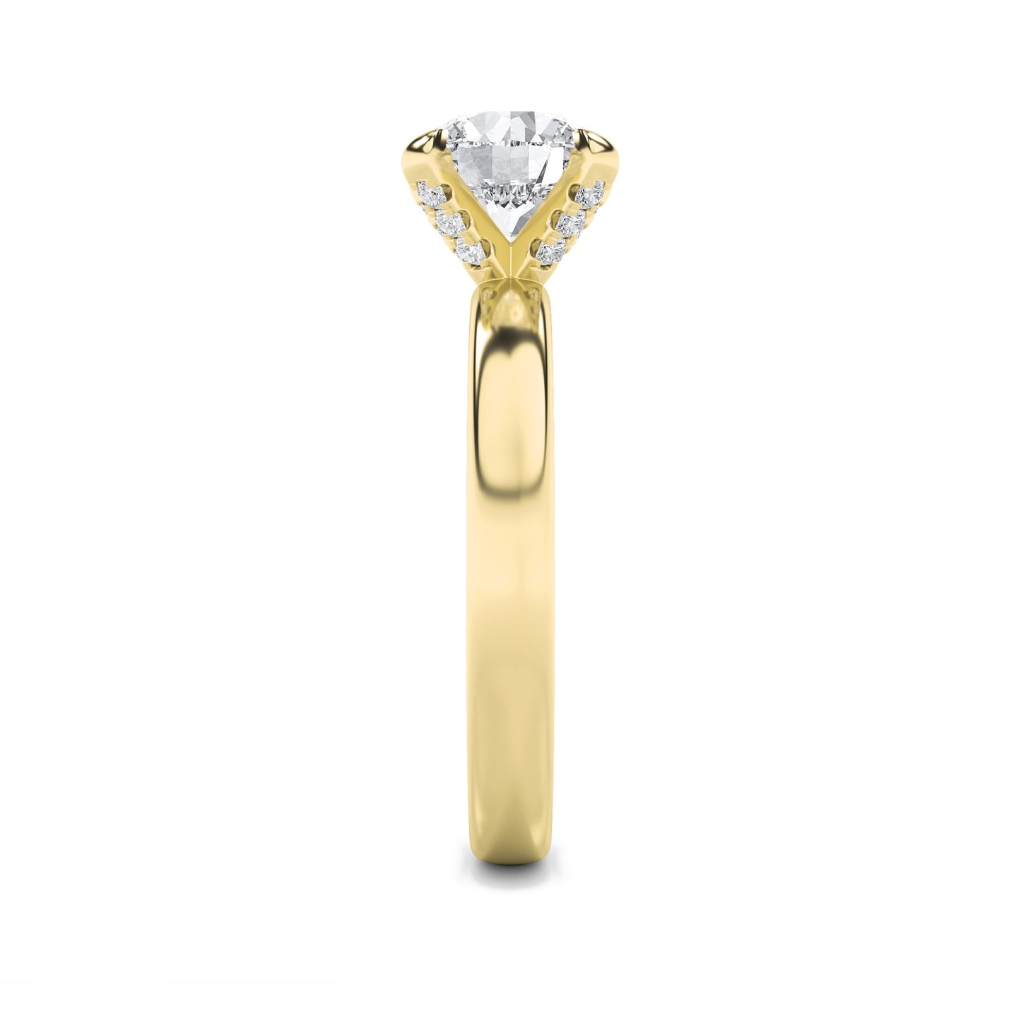 2Cttw Round Shaped Lab Grown Diamond (F/VS) HiddenHalo Petite Shank Ring in 14K Gold
