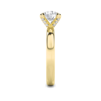 2Cttw Round Shaped Lab Grown Diamond (F/VS) HiddenHalo Petite Shank Ring in 14K Gold