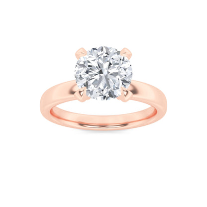 2Cttw Round Shaped Lab Grown Diamond (F/VS) HiddenHalo Petite Shank Ring in 14K Gold