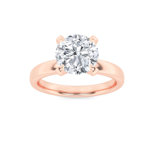 2Cttw Round Shaped Lab Grown Diamond (F/VS) HiddenHalo Petite Shank Ring in 14K Gold
