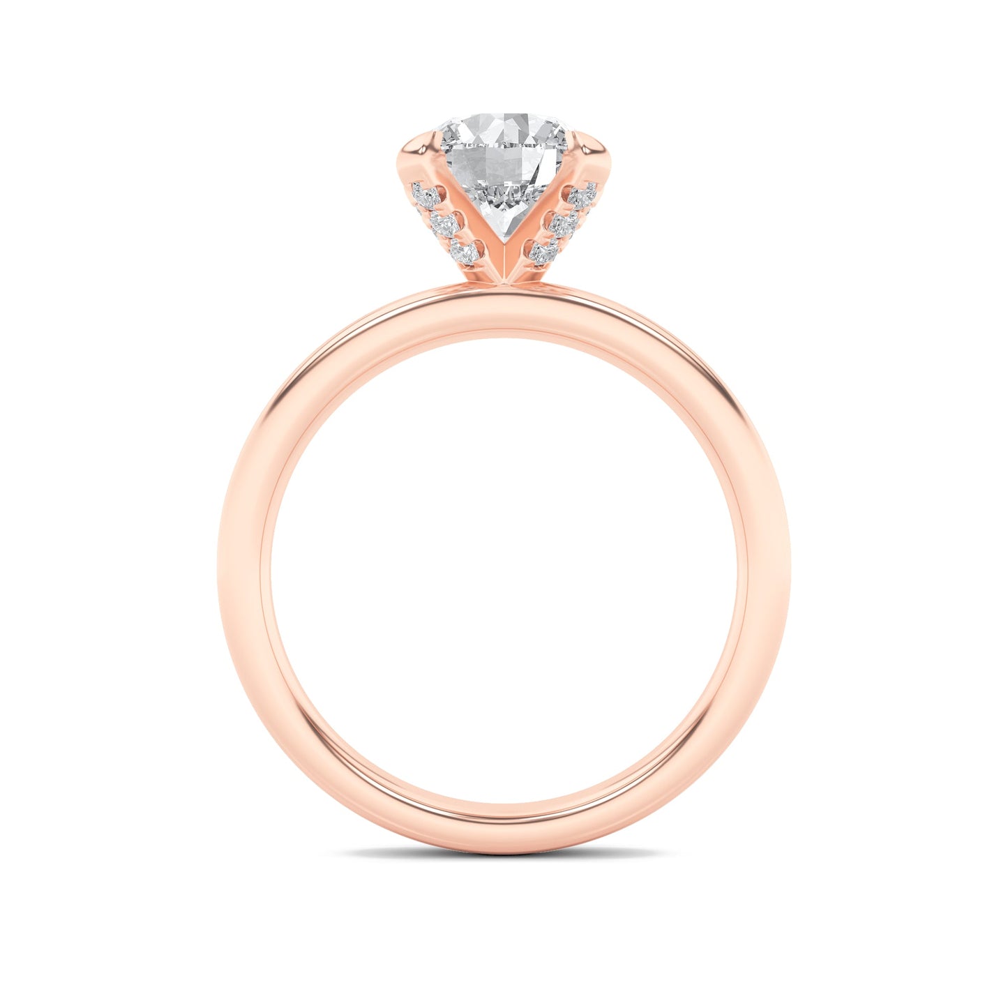 2Cttw Round Shaped Lab Grown Diamond (F/VS) HiddenHalo Petite Shank Ring in 14K Gold