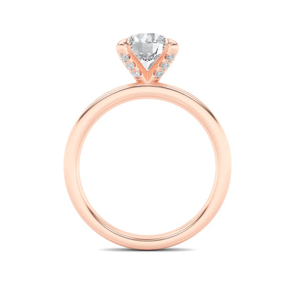 2Cttw Round Shaped Lab Grown Diamond (F/VS) HiddenHalo Petite Shank Ring in 14K Gold