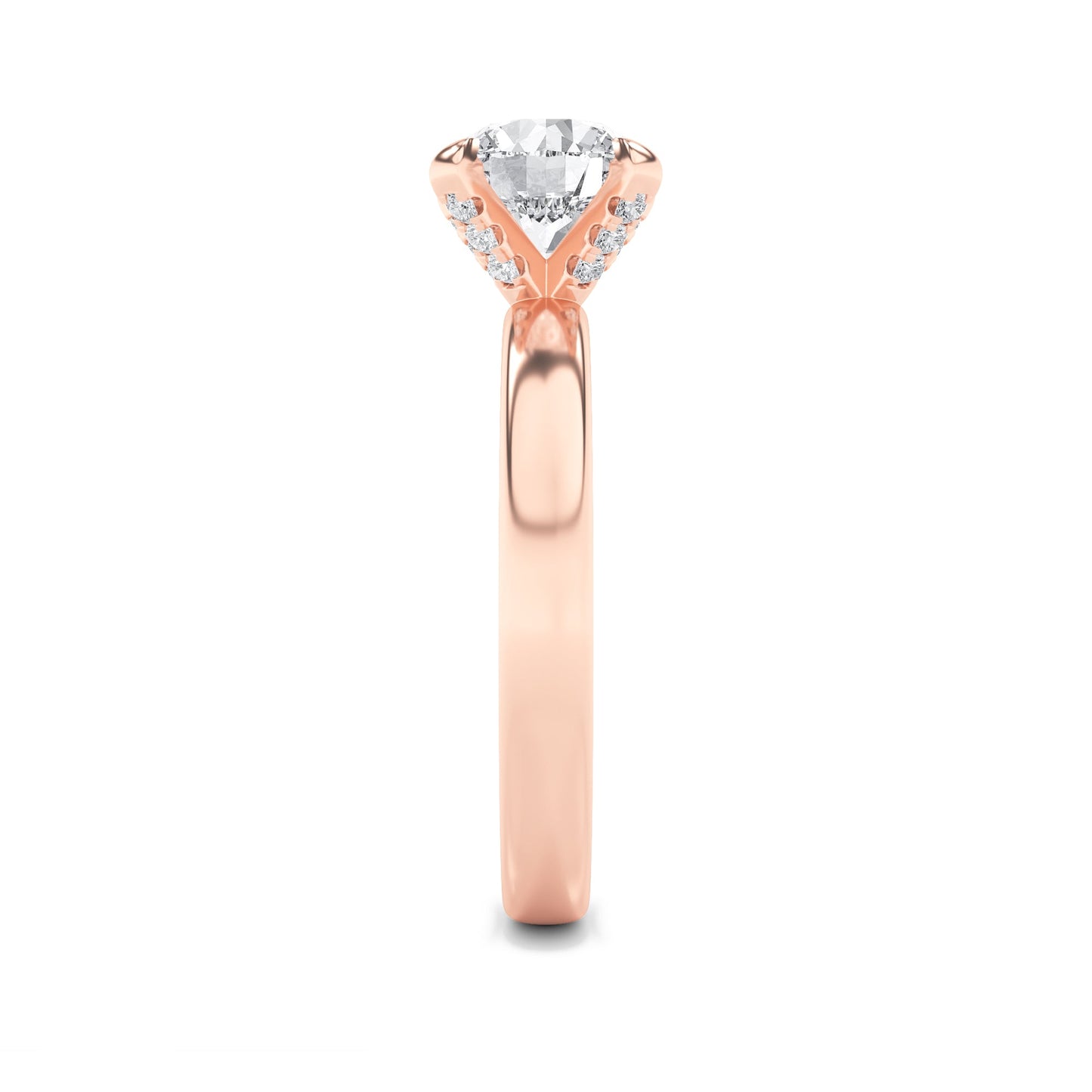 2Cttw Round Shaped Lab Grown Diamond (F/VS) HiddenHalo Petite Shank Ring in 14K Gold